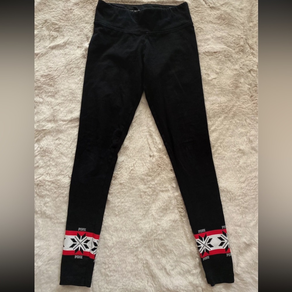 PINK snowflake print leggings